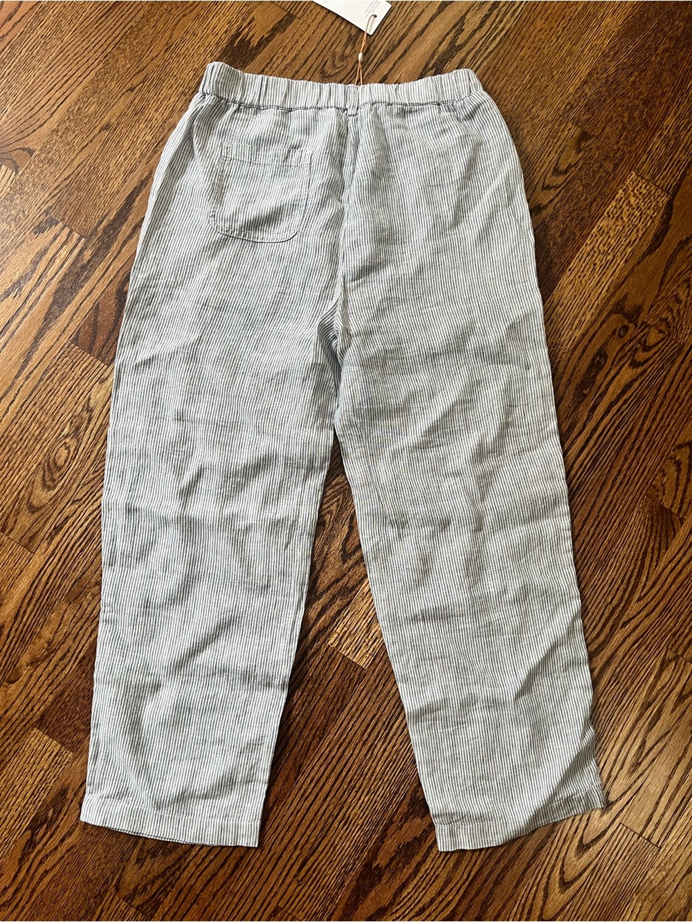 Quince 100% European Linen Pull-On Pants Blue White Stripe Size Small - Picture 7 of 8